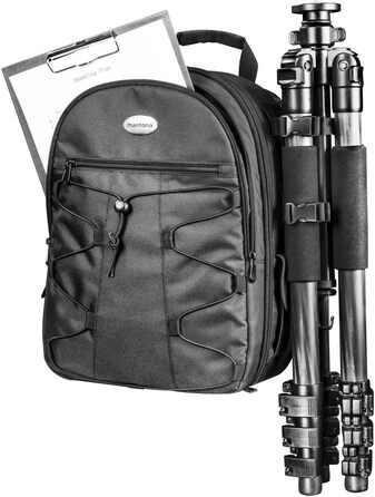 Рюкзак для камери Mantona Azurit чорний для DSLR/DSLM, до 5 об'єктивів, зі штативом, 35x26x11 см