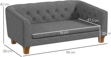 Диван для собак та котів PawHut, сірий, 96 x 60 x 42 см, з м'яким знімним подушкою