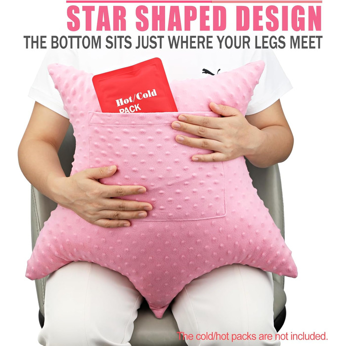 BNR Star-Shaped Hysterectomy Pillow for Abdominal Surgery with 2 Pockets, Hysterectomy Pillow, a Must-Have for Recovery, Post-Surgery Gift, Abdominal/Tummy Pillow, Minky Dot Coral