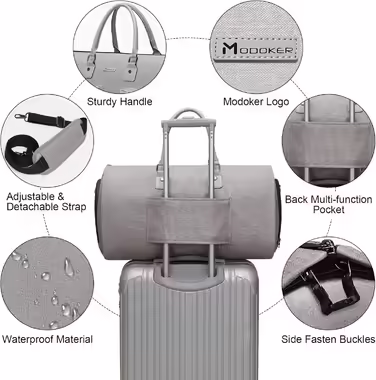 Garment Bag Suit Cover for Men Women, Suit Travel Bag, Clothes Bags Shoe Bag - 2 in 1 Hanging Suitcase Suit Travel Bags, High-Quality Garment Hanger for Suit and Dress (Light Gray)