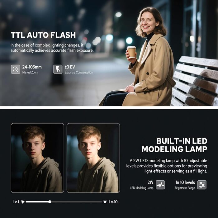 Спалахувач Godox V480F TTL для камер Fujifilm, сенсорний екран, гнучкий поворотний наголовник, дифузор, GN50, HSS 1/8000s, до 650 спалахів на повній потужності, час перезарядки 1.7 сек.