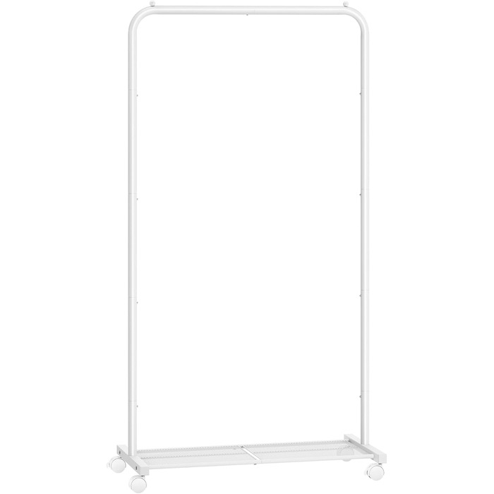 SONGMICS Clothes Rack, Rolling Garment Rack, Metal Wardrobe Stand, Rolling Wardrobe 91 cm wide, with Shelf, 2 Swivel Wheels with Brakes, Rod Loadable up to 40 kg, HSR025A01 (White, 74x40.5x158cm)