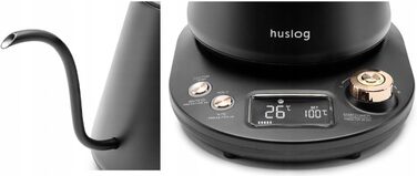 Huslog Electric Gooseneck Kettle with Temperature Control - 1 Liter, Black