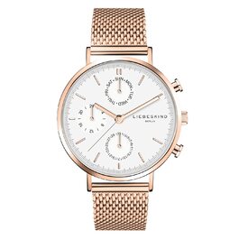 Годинник Liebeskind Berlin для жінок – круглий багатофункціональний годинник 38 мм – браслет з нержавіючої сталі або шкіри – 5ATM водостійкий. Елегантний дизайн рожевого золота