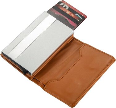HAFEID Магнітний гаманець Slim з RFID захистом, монетницею та великим відділенням для купюр, картхолдер для кредитних карток, компактний портмоне для жінок і чоловіків, коричневий