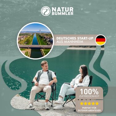 Складний туристичний стілець NATURBUMMLER® Cloud Sit+ сірого кольору – 150 кг, дихаюча сітка, висока спинка, для кемпінгу, риболовлі, саду та відпочинку на природі