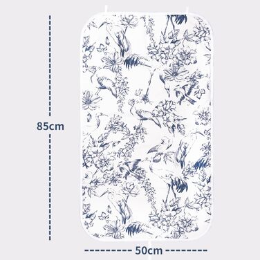 Чохол для прасувальної дошки Umiin, 115x35 см, еластичний, з бавовняним шаром та 6 мм фетровою підкладкою (квіти та птахи)