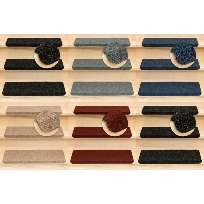 Kettelservice Metzker Step Mats Ramon Rectangular - 15 Piece Set - Anthracite Gray - No Plastic Corners
