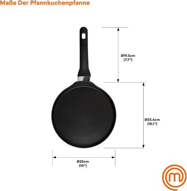 MasterChef Crepe Pan Induction, Pancake Pan for Pancakes, Roti, Omelette, Tortilla, Induction, Gas, Ceramic Hob, Non-Stick Coating Aluminum, 25cm, Extra Wide Natural Collection (Essentials Collection)