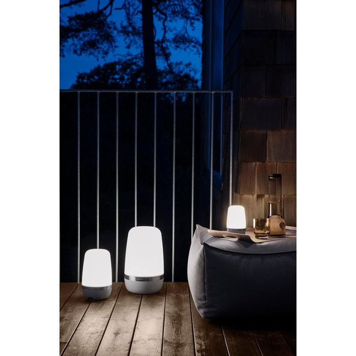 Blomus LED Rechargeable Outdoor Lamp -SPIRIT- Table Lamp, rechargeable with USB cable, Size S (Platinum Gray)