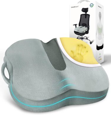 Подушка для сидіння Travel Ease з гелевою піною Memory Foam - ергономічна підтримка для офісу, авто та ігор (сірий)