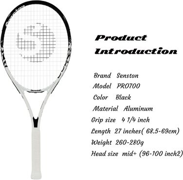 Senston S700 Tennis Racket - 27 Inch Professional Tennis Racquet with Case & Vibration Dampener