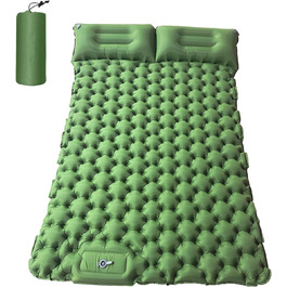 Надувний килимок для кемпінгу Mumisuto Isomatte 2 особи з самонадуваємою основою, насосом та подушкою, 196x125x9 см, зелений