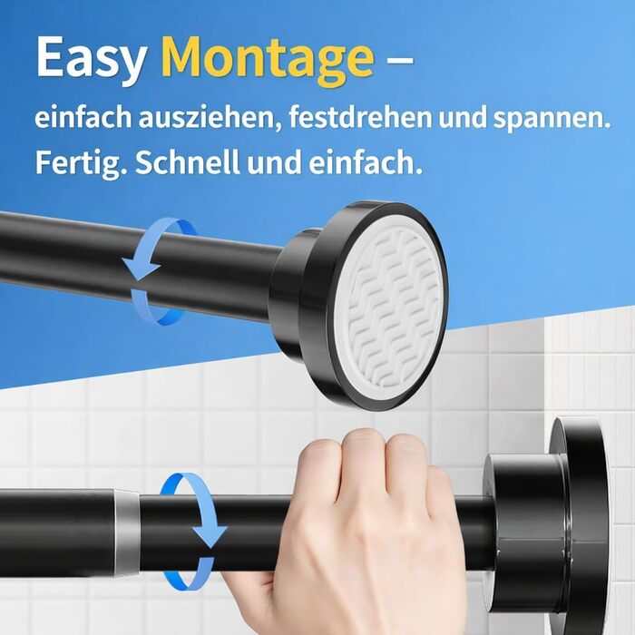 Розсувна штанга для карнизів Onpira® без свердління – телескопічна штанга 125-240 см, нержавіюча сталь, 3 кольори (білий, чорний)