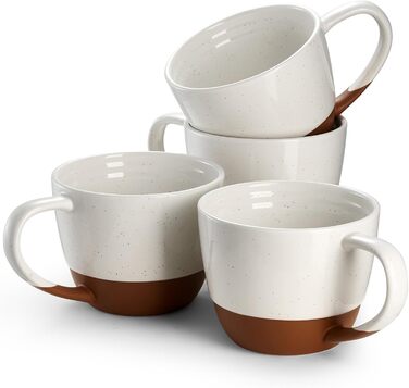 DOWAN Mug Set of 4 - 530 ml Stylish Coffee Mug Set Modern - Dishwasher and Microwave Safe, Scratch-Resistant - Tea and Coffee Cup Set Porcelain - Alabaster White