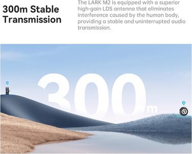 Hollyland Lark M2 Бездротовий петличний мікрофон для iPhone 17/16/15 & Android, 300м радіус дії, Hi-Fi звук, 30 год. роботи, USB-C