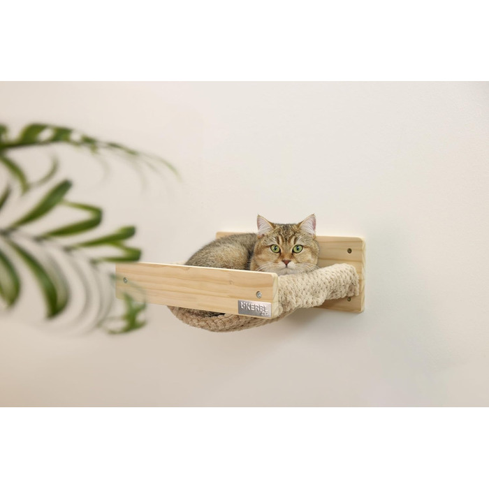 Гамак для кота Kerbl Timber, 38x33,5x16 см, до 6 кг, з м'якого плюшу, для кріплення на стіні, знімний чохол, іграшка для кота
