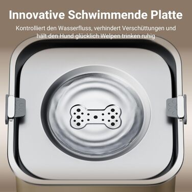 Миска для собак DownyPaws 3L, неркає, з нержавіючої сталі, чорна. Для дому та вулиці, запобігає розбризкуванню води.