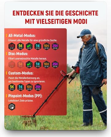 Металодетектор KAIWEETS Pro Set: LCD дисплей, водонепроникна котушка, регулювання чутливості, для дорослих та дітей