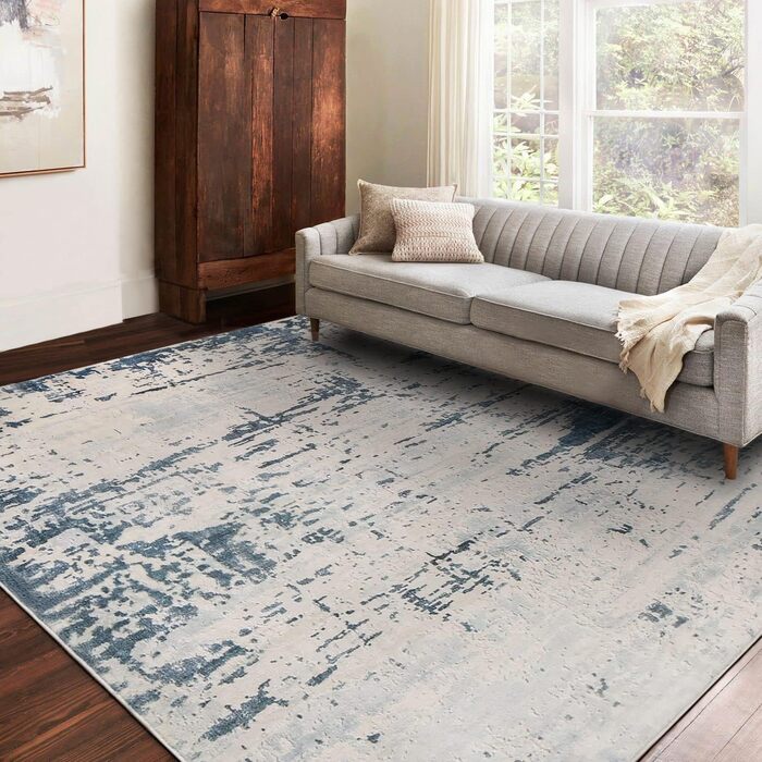 Килим з коротким ворсом для вітальні: абстрактний дизайн, великий, м'який, неслизький, сірий (120x160 см, 200x250 см)