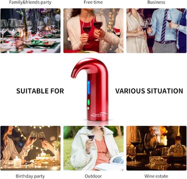 Cosyall Electric Wine Decanter, Electric Wine Aerator, One-Button Automatic Wine Dispenser, Rapid Oxygen Enrichment for Red Wine, Wine Enhancer for Family Gatherings Gift (red)