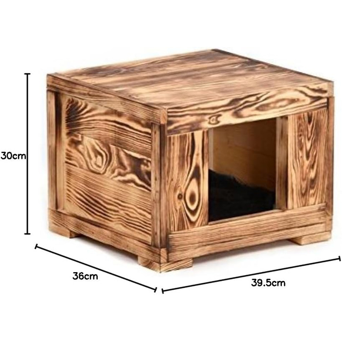 Вогняна печера Woody для котів та маленьких собак з натурального дерева