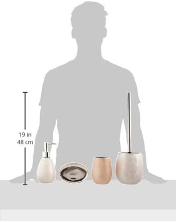 Набір для ванної кімнати Axentia Hollywood – 4 предмети, сріблястий, 13x32x20 см (Рожеве золото/Чорний)