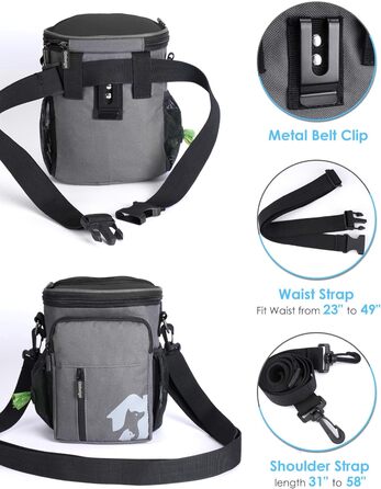 Набір для прогулянки з собакою: ласощі Hundeleckerlis, кликер для тренувань, поясна сумка з дозатором кульок для прибирання (сірий/чорний)