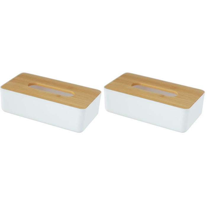 Скляниця для косметичних серветок WENKO Rotello, бамбуковий кришка, 24 x 7,5 x 12,7 см (2 шт.)