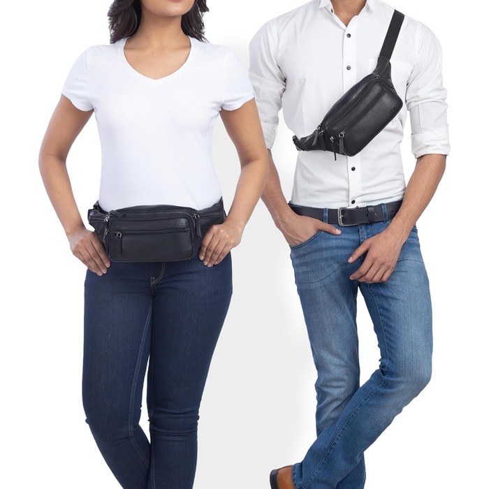 STILORD 'Zion' сумка на пояс з натуральної шкіри, через плече, на груди - чоловіча/жіноча, для фестивалів, чорна Obsidian, шкіряна