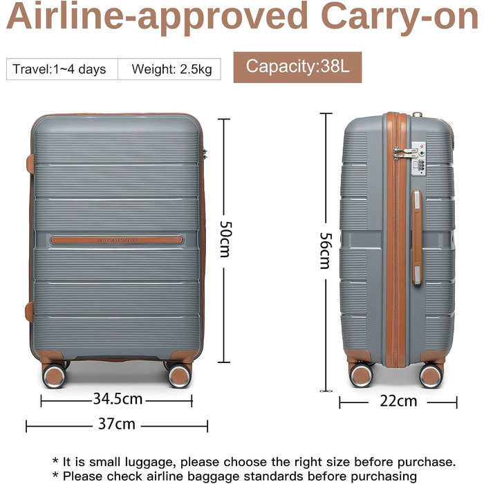 Чемодан British Traveller Mittelgroß: міцний валіза на 8 коліщатках з TSA-замком, 66 x 43.3 x 28.5 см (Сірий/Коричневий)