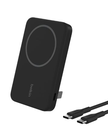 Бездротовий павербанк Belkin BoostCharge Pro 10000mAh з підтримкою Qi2 та MagSafe, портативний зарядний пристрій зі стійкою для iPhone 16, 15, 14, Pixel та інших смартфонів