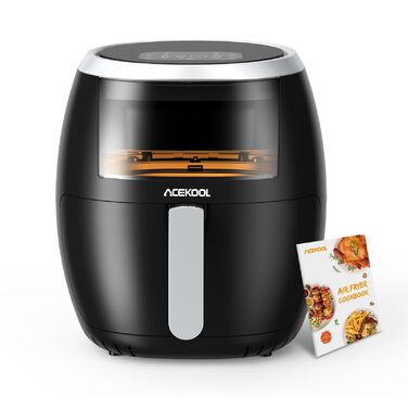Аерофритюрниця Acekool 8л сіра, без олії, 1800 Вт, з рецептами та 8 програмами