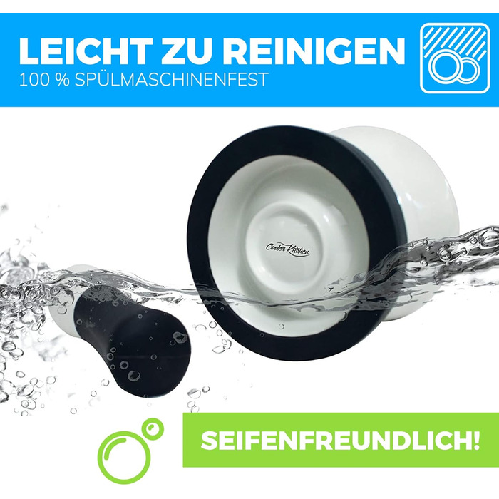Набір для розмелювання EZ-Grip: ступка та пестик із силікону та порцеляни з неслизькою знімною основою. Новий дизайн, придатний для миття в посудомийній машині. Чорний, 15,25 см