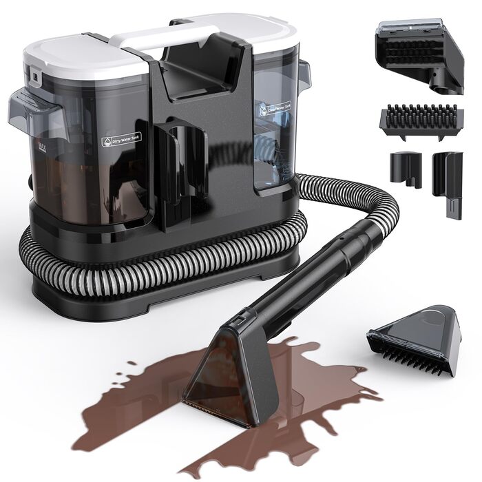 Низькопрофільний пилосос для вологого та сухого прибирання 450W з потужністю всмоктування 13500Pa, для килимів, м'яких меблів, диванів, крісел, сходи, автомобіля, килимків. Білий (чорно-білий)