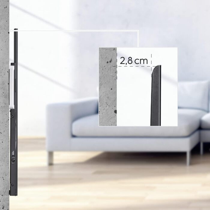 Hama TV Wall Mount Bracket - 37-90 inch TVs, up to 220lbs, VESA 800x400, Fixed Wall Mount with Minimal Wall Clearance, Includes Fischer Anchors & Installation Guide