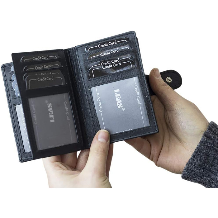 Шкіряний картхолдер LEAS для кредитних карток з RFID-захистом, чорний, серія Card-Collection