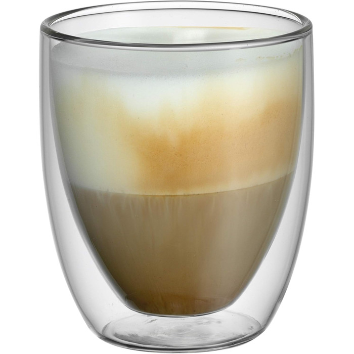 WMF Double-Walled Cappuccino Glasses Set, 6-Piece, Double-Walled Glasses 250ml, Floating Effect, Thermoglass, Heat-Resistant Tea Glass, Coffee Glass