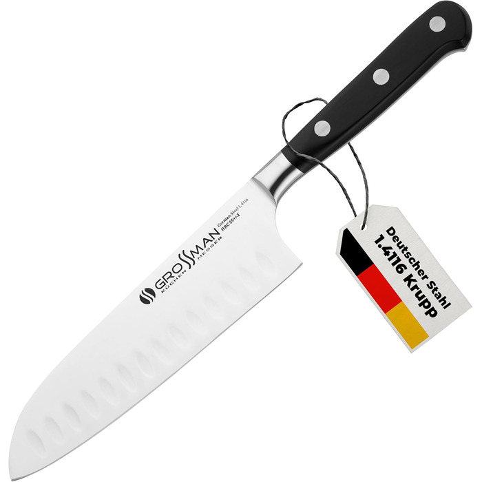 Ніж кухонний Grossman Elite Pro Santoku 29 см з нержавіючої сталі, ергономічна ручка