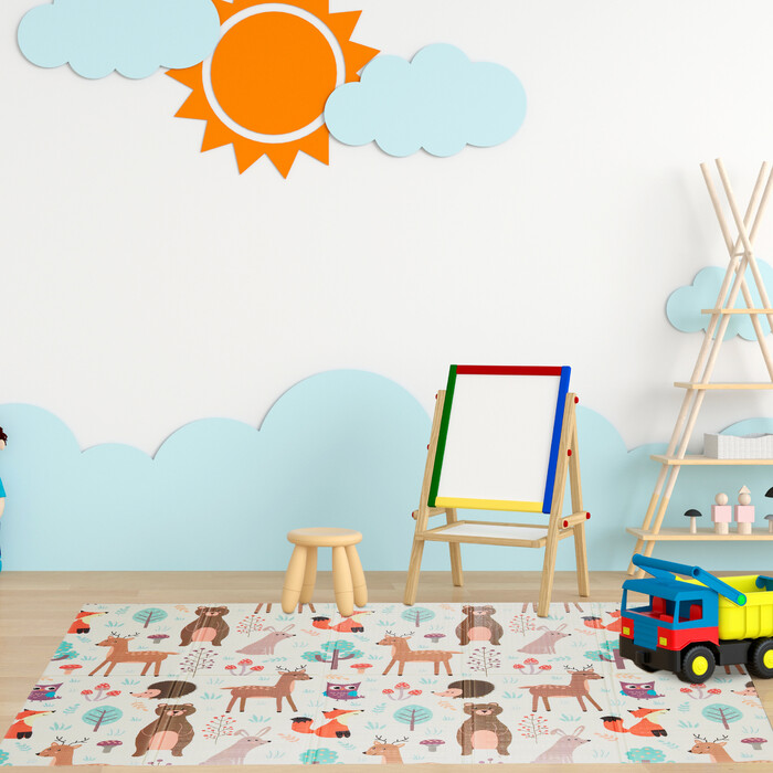 Relaxdays Foldable Play Mat with Forest Animals