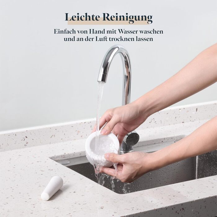Marble Mortar and Pestle Set - 18 x 18 x H10cm - 800ml Small Mortar and Pestle - Mortar and Pestle for Spices, Salsa, Pesto - White (8.5 cm, white marble)