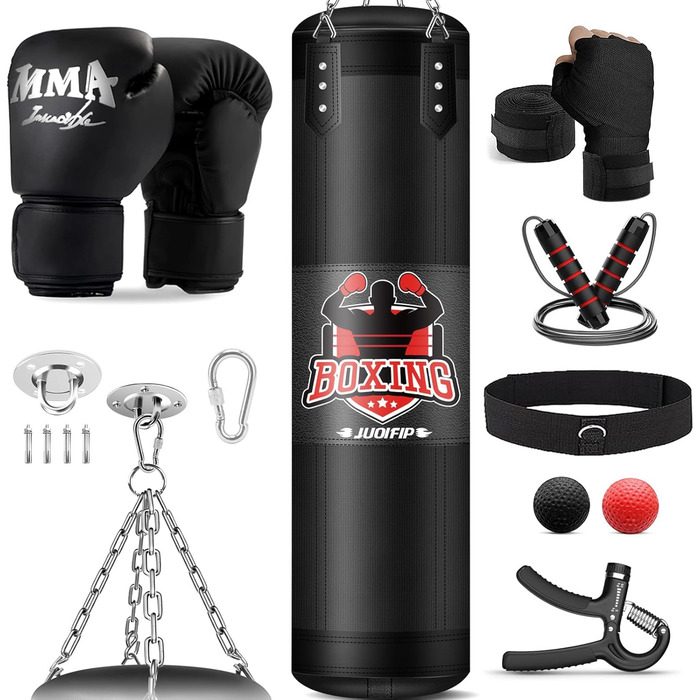 Набір для боксу Boxsack-Set для дорослих, 120 см, з боксерськими рукавичками 12oz, для MMA, карате, кікбоксингу, боксу, муай-тай, тренувань вдома та у фітнес-клубі. Важкий боксерський мішок (не заповнений)