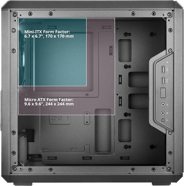 Корпус Cooler Master MasterBox Q300L V2 Mini-Tower mATX з 120 мм вентилятором, склом, USB 3.2 Gen 2x2