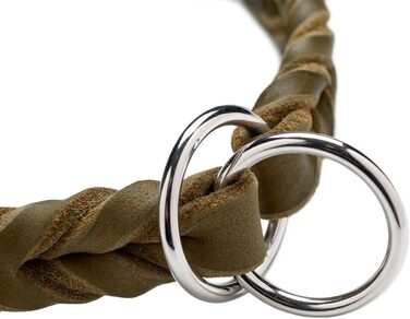 HUNTER Halsung Dressur SOLID EDUCATION: міцна шкіряна хальцтвочка для дрессури, ручної роботи, з гальмівним кільцем, Made in Germany, розмір L-XL, оливковий колір