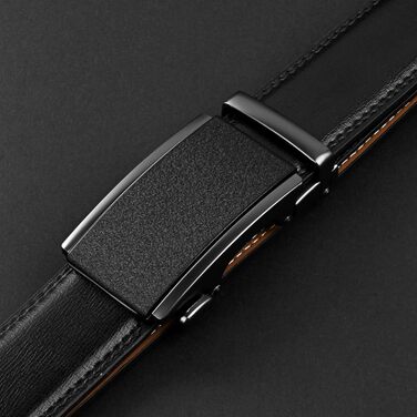 Чоловічий шкіряний ремінь Flintronic з автоматичною пряжкою, ширина 3.5 см, довжина 130 см, з лінійкою та брелоком, чорний