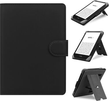 Чохол для eReader: Kobo, Pocketbook, Kindle, Tolino, Sony. Шкіряний, з підставкою, чорний