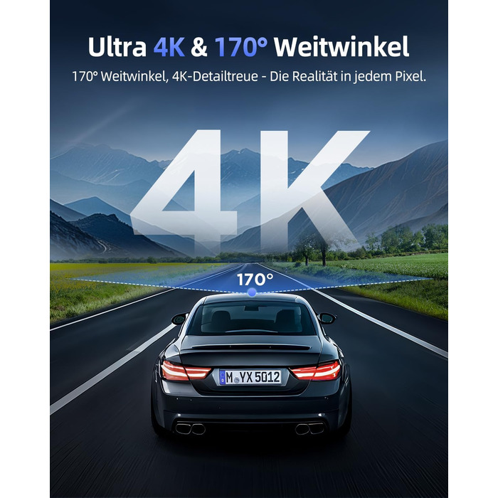 Dashcam CIEVIE C200: 4K, IPS 1.5', WiFi 5G, 64GB, 360° обертання, WDR, Нічне бачення, Паркування 24/7, G-сенсор, Loop, 170°