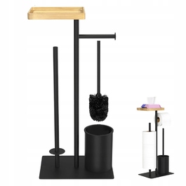 Набір для ванної кімнати: підставка для туалетного паперу з полицею та йоржик для унітаза, чорний метал, Interior