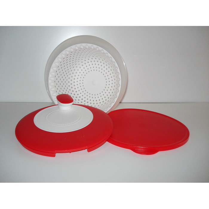 Сушарка для салату Tupperware 3,8 л червоно-біла, салат-карусель