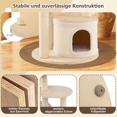 Дерев'яний кігтеточка для котів Costway 151 см з будиночком, гамаком та сизалевими стовпчиками